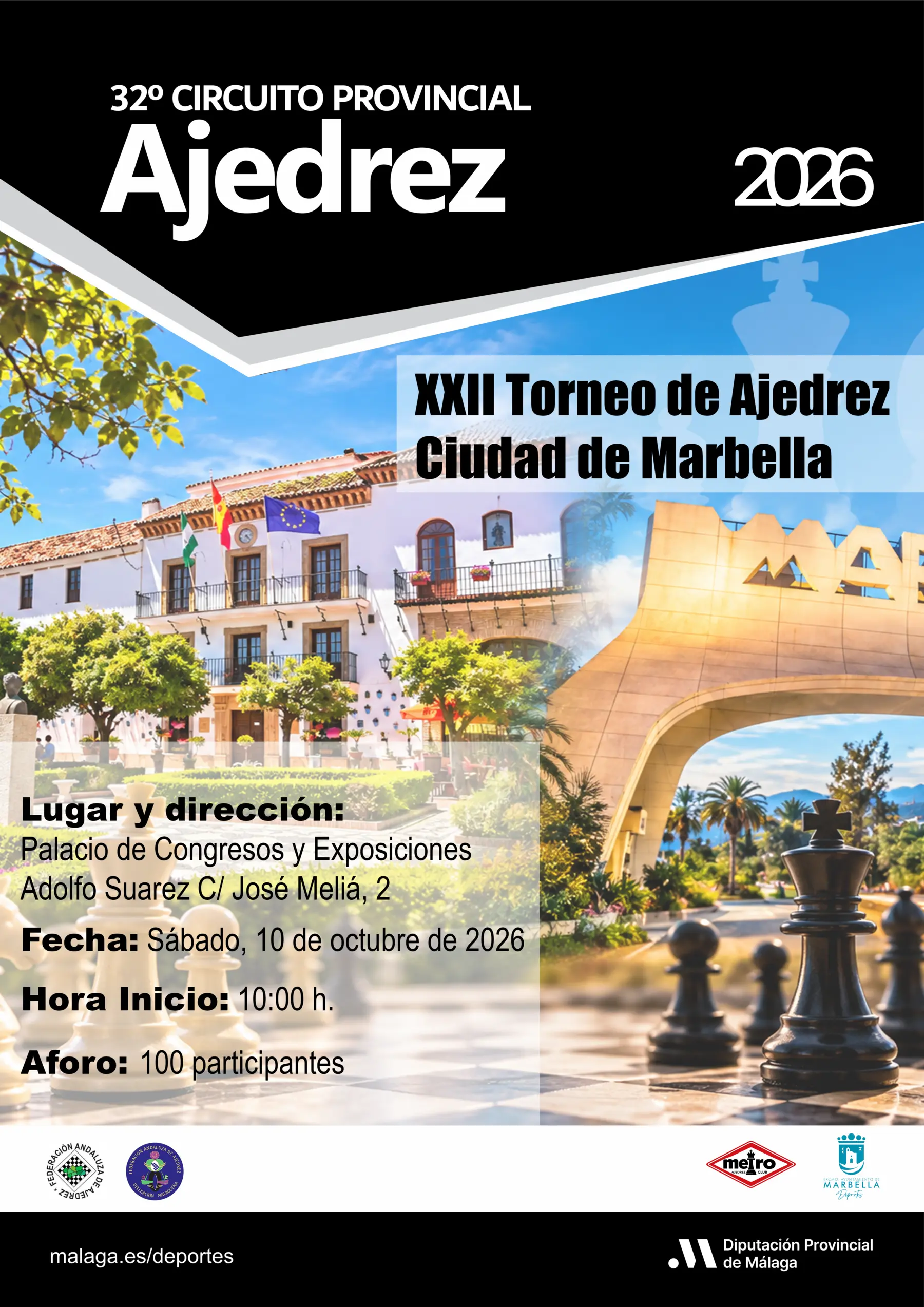 Cartel del XXII Torneo de Ajedrez Ciudad de Marbella 2026