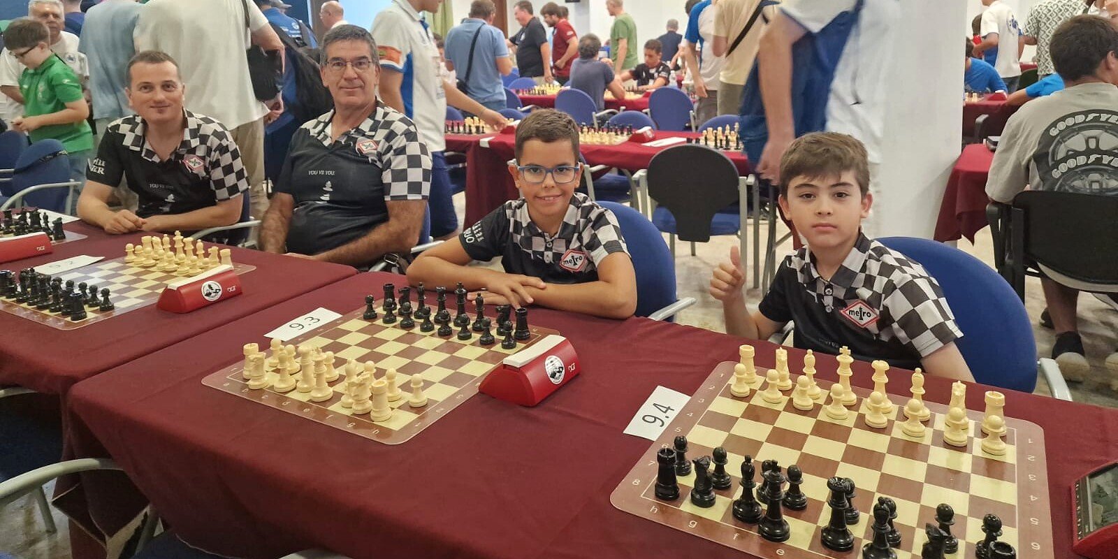 Los cuatro jugadores del Ajedrez Metro Club durante el Campeonato de Andalucía de Ajedrez Rápido Sub-1800